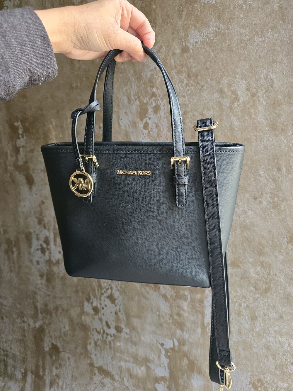 Michael Kors Black Saffiano Leather Crossbody Tote